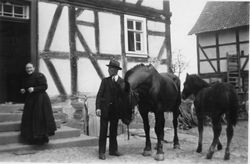 Bäuerin, Bauer, Pferde, Unterhaun Hessen um 1935