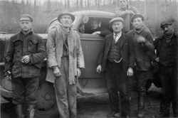 Waldarbeiter mit LKW, 1930er